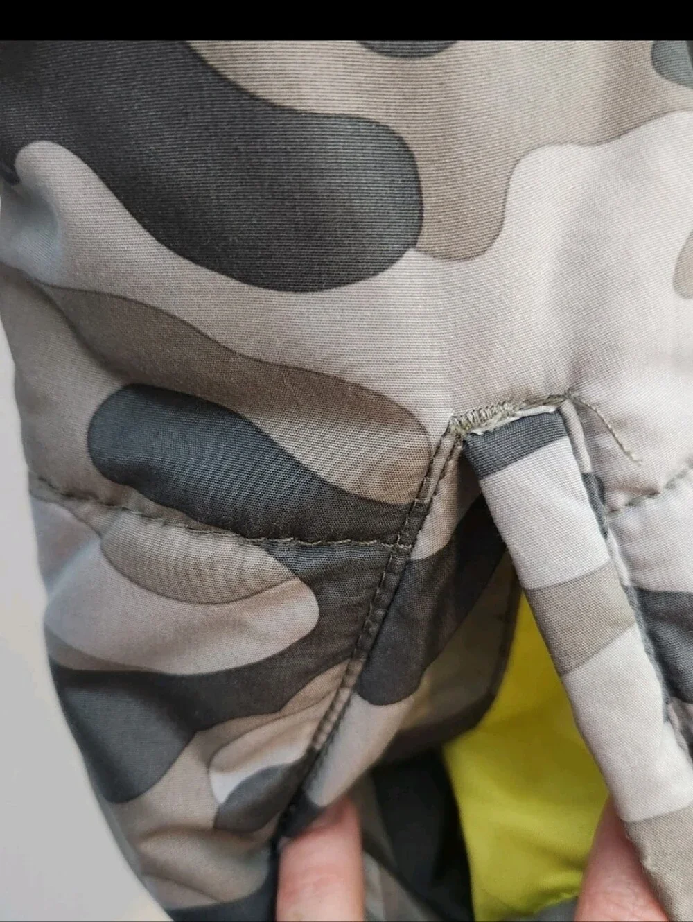 Carter's Gray Camo Hoodie Puffer Jacket with Yellow Trim 4t